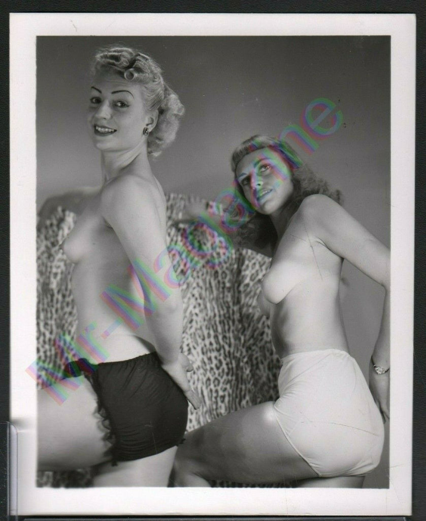 Vintage B&W Risque Pinup 4" x 5" Two Sexy Blondes Cheesecake BI6