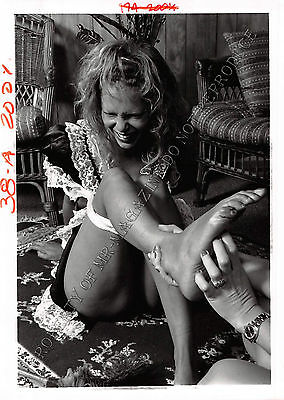 Adult 1990s B&W Photo 5x7 Bondage Beautiful Lesbian Bound and Foot Tickled 47NA