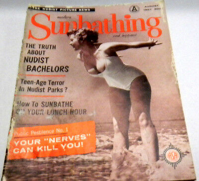 Modern Sunbathing Adult Vintage Magazine August 1957 cheesecake 071313lm-ep