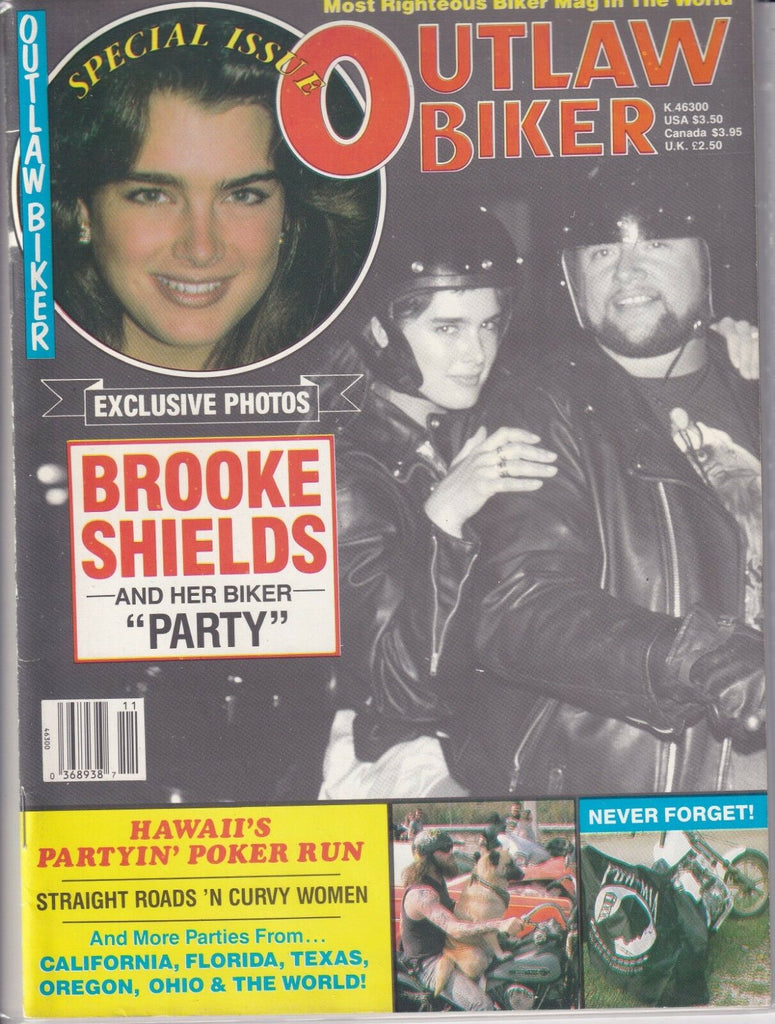 Outlaw Biker Magazine Brooke Shields Hawaii's Poker Run November 1987 020419REP