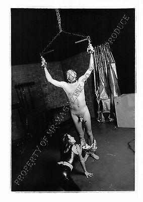 Adult 1990s B&W Photo 5x7 Bondage Beautiful Brunette Whipping Bound Man 12NA