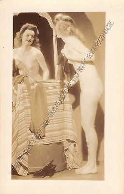 Adult B&W Photo 1940s/50s 2.5x4 Beautiful Brunette Seductively Undressing 16MH