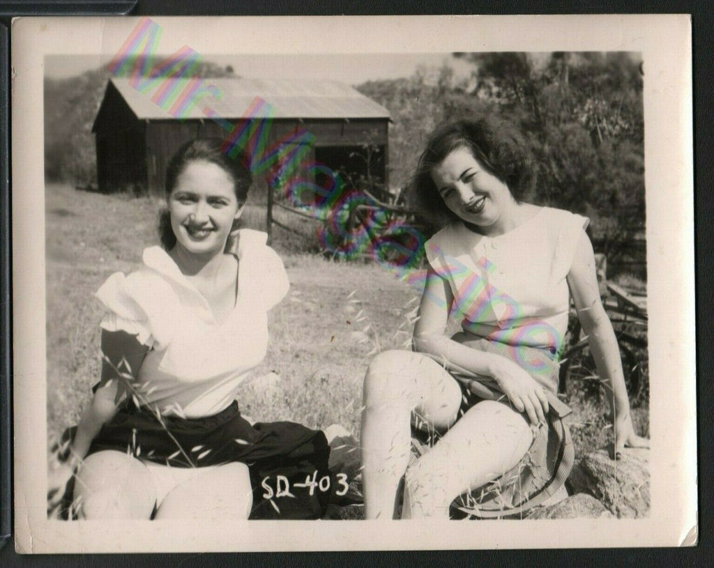 Vintage B&W Risque Pinup 4" x 5" Two Sexy Brunettes Beautiful Cheesecake BC72
