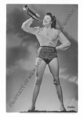 Adult Vintage B&W Photo 2.5x3 Beautiful Pin Up Woman Posing with Trumpet 8HU