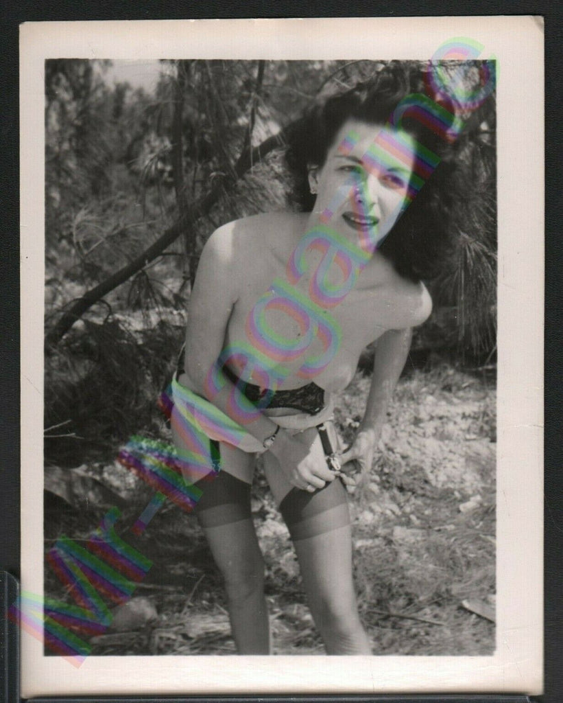 Beautiful Vintage B&W Risque Pinup 4" x 5" Sexy Brunette Cheesecake BA102