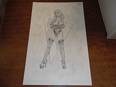 Original Adult Comic Art Sexy Siren Vixen 17x11" unknown artist w/COA
