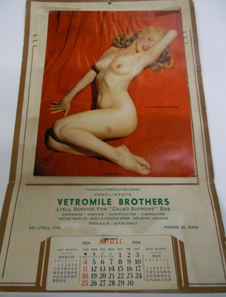 Unbranded Marilyn Monroe Advertising Wall Calendar 1954 15 1/2" x 10" 022219lm-ep - Used