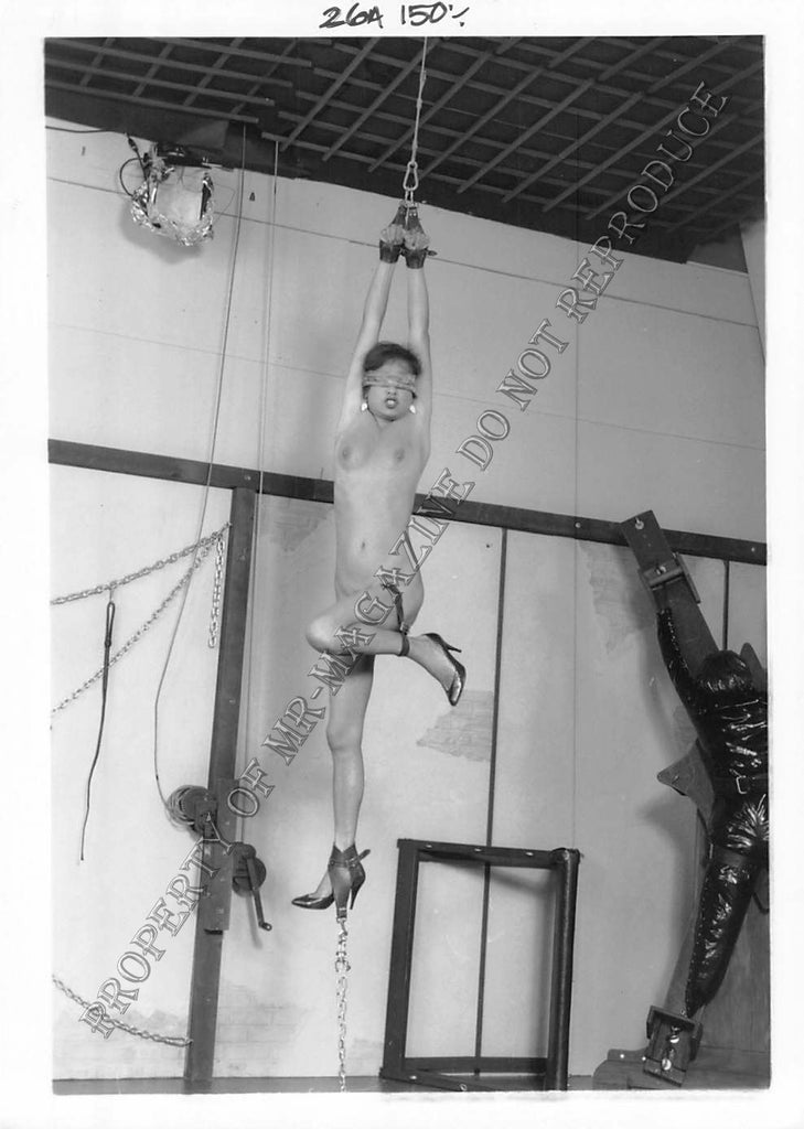 Adult Photo 1990s B&W 5x7 Bondage Oriental Asian Tied & Suspended by Hands 188DJ