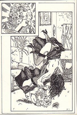 Adult Original Art, D.F.B. #1 Females fighting and Stripping 9x6 040616DBL