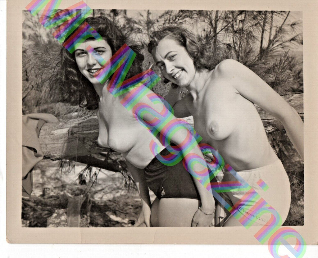 Vintage B&W Risque Pinup 4"x5" Two Sexy Brunettes Cheesecake BL16
