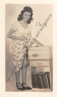 Adult Vintage B&W Photo 2.5x4 Sexy Pin Up Lesbians Undressing Strip Tease 129HR