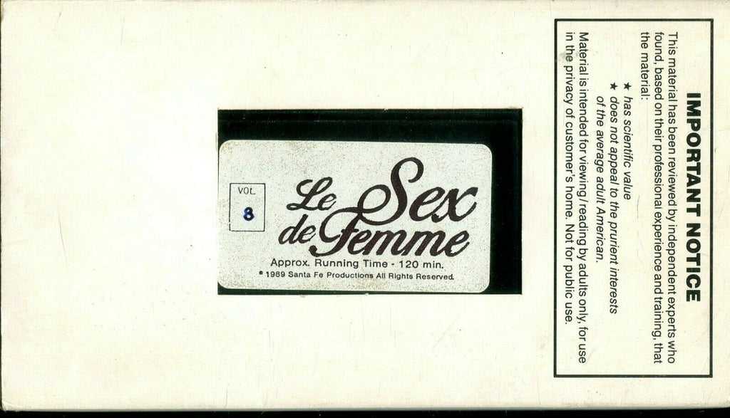 Le Sex de Femme VHS vol.8 XX 020220lm-ep