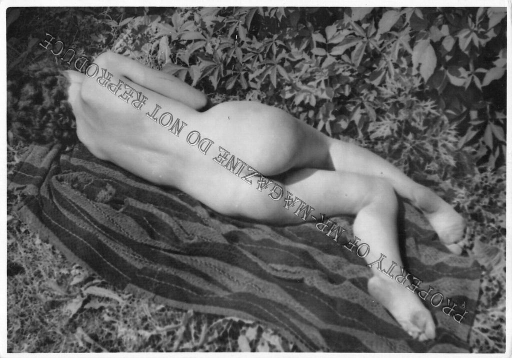 Adult Vintage 1950s B&W Photo 4x6 Sexy Brunette Naked Outdoors Hairy Erotic 30FE