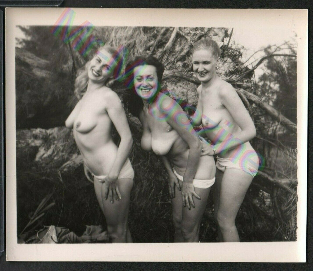 Vintage B&W Risque Pinup 4" x 5" Three Sexy Ladies Beautiful Cheesecake BC60