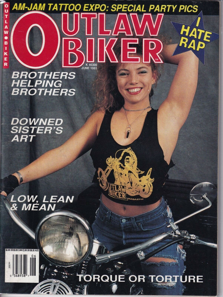 Outlaw Biker Magazine Downed Sister's Art June 1993 020419REP