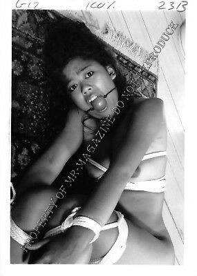 Adult Vintage B&W Photo 5x7 HOM Bondage Beautiful Asian Bound with Rope 62HY