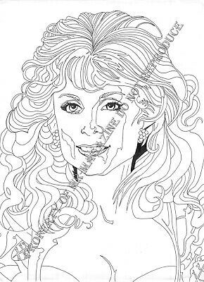 Nina Hartley Beautiful Original Hand Drawn Line Art Piece 9x12" iL