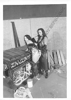 Adult 1990s B&W Photo 5x7 Bondage Brunette Lesbian Bound and Spanked 36NI