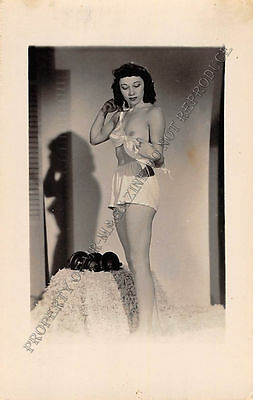 Adult B&W Photo 1940s/50s 2.5x4 Beautiful Brunette Seductive in Lingerie 160MH