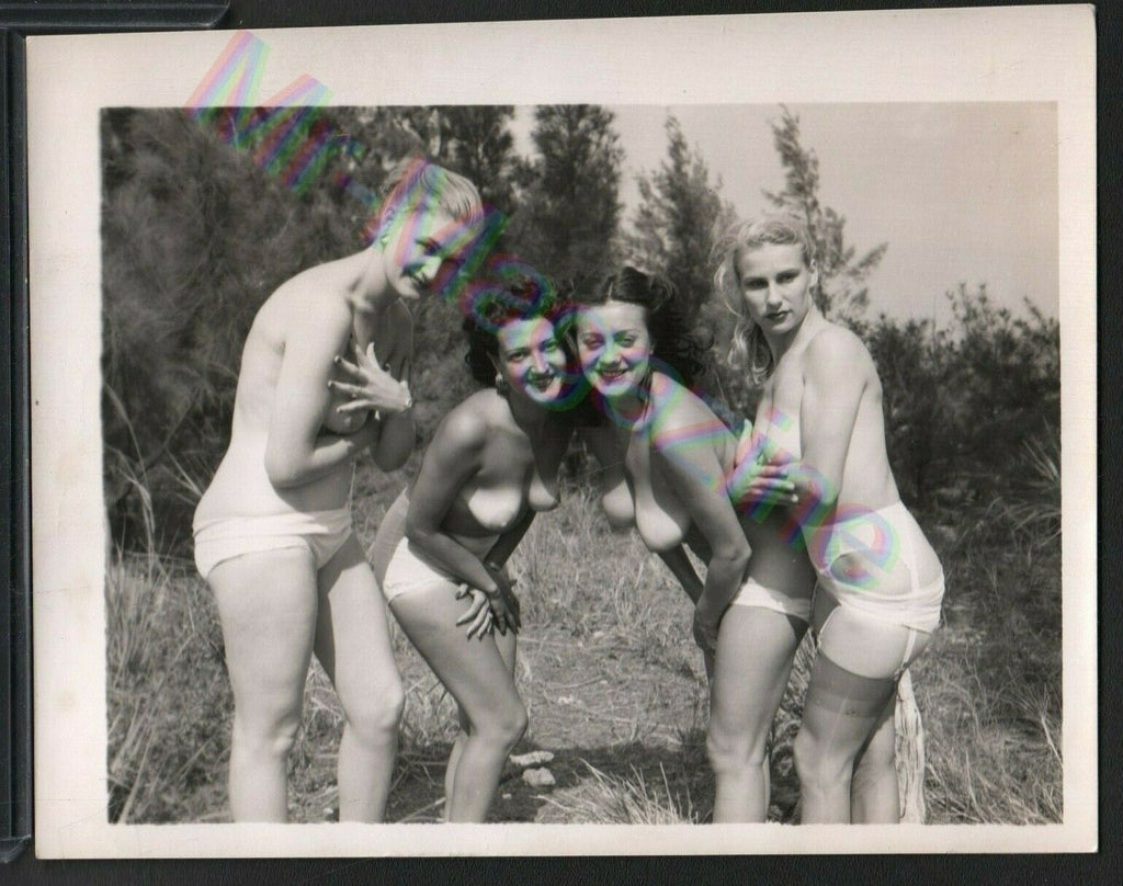 Vintage B&W Risque Pinup 4" x 5" Four Sexy Ladies Beautiful Cheesecake BC58