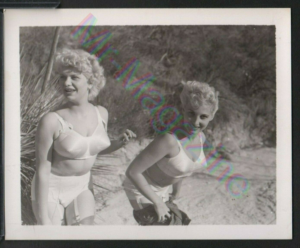Vintage B&W Risque Pinup 4" x 5" Two Sexy Blondes Cheesecake BI44