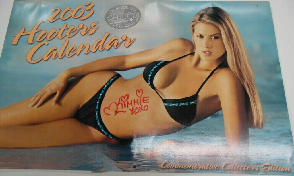 Unbranded Hooters 2003 Wall Calendar 20th Anv. Kimmie Signed 17" x 11" 022219lm-ep