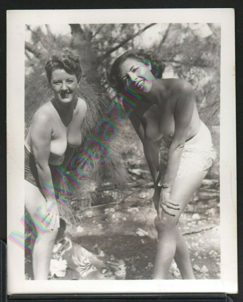 Vintage B&W Risque Pinup 4" x 5" Two Sexy Brunettes Beautiful Cheesecake BC75
