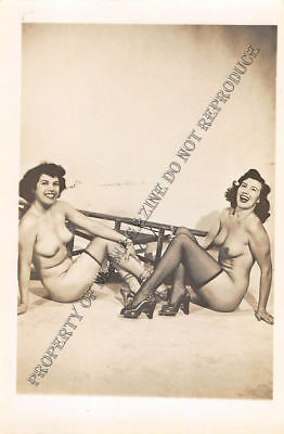 Adult Vintage B&W Photo 2.5x4 Sexy Pin Up Lesbians Undressing Strip Tease 10HR