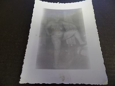 Amateur 1940s Original B&W 18+ Erotic Nude BBW Busty Woman in Mask Leg Up