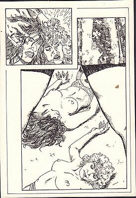 Adult Original Art, D.F.B. #4 Busty Females sleeping in bed 9x6 040616DBL