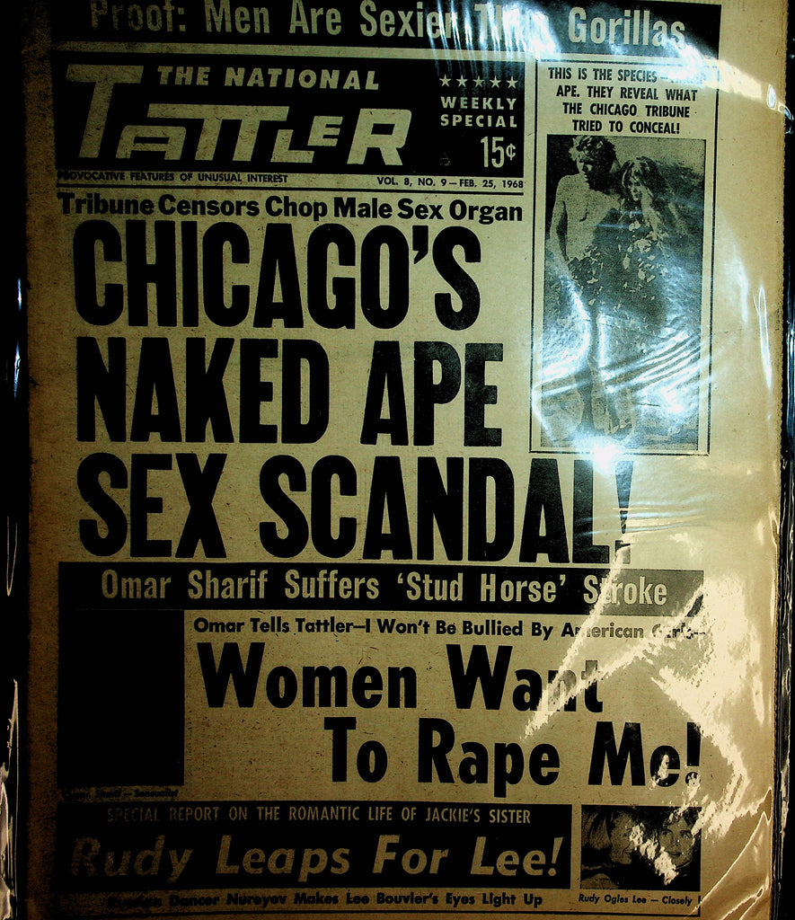 National Tattler Newspaper  Chicago's Naked Ape Scandal / Omar Sharif February 25, 1968 100720lm-amsh