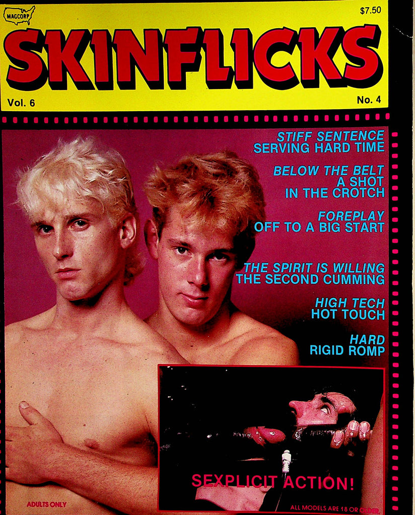Skin Flicks Gay Magazine  Cover Guys Leo Ford & Justin Rhodes  vol.6 #4 1986    Magcorp   112022lm-p