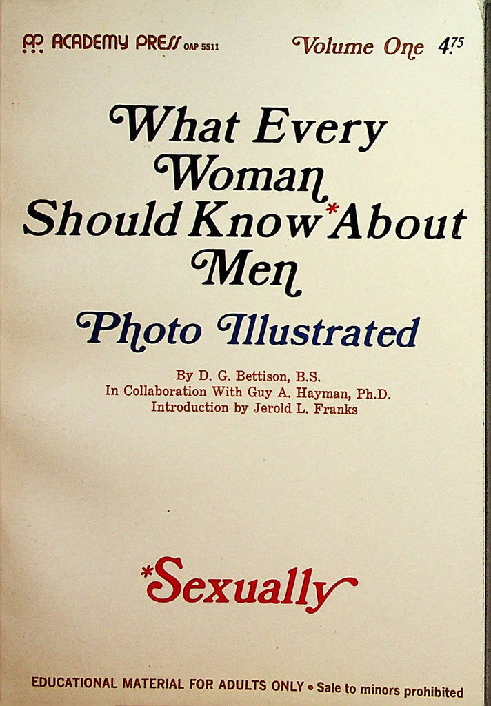 What Every Woman Should Know About Men Book  by D.G. Bettison vol.1 1970  Photo Illustrated  Academy Press  100122lm-p
