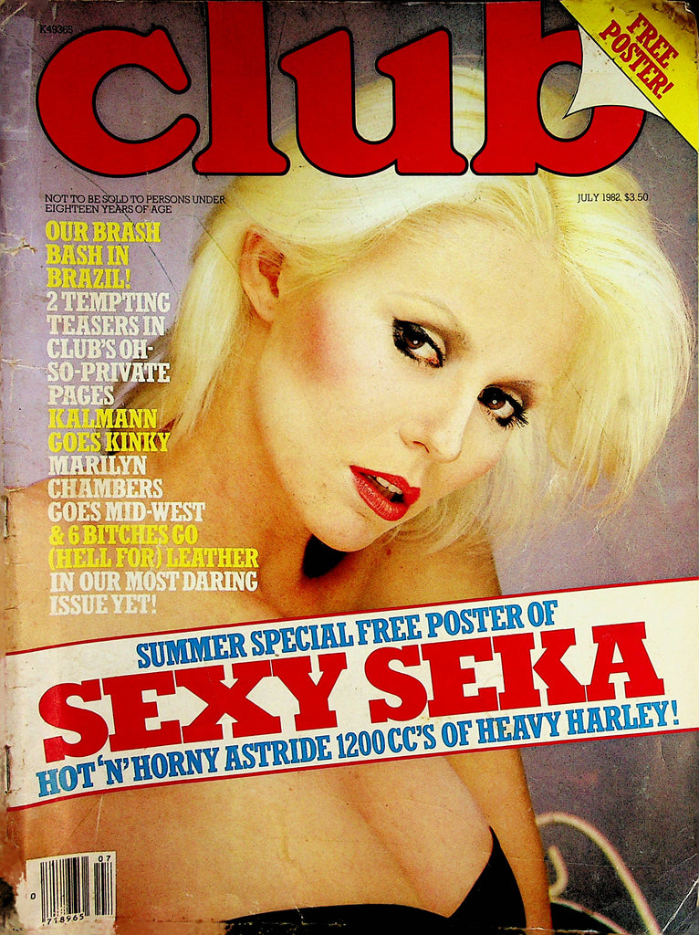 Club Busty Magazine  Sexy Seka w/poster / Marilyn Chambers  July 1982    121222lm-p3