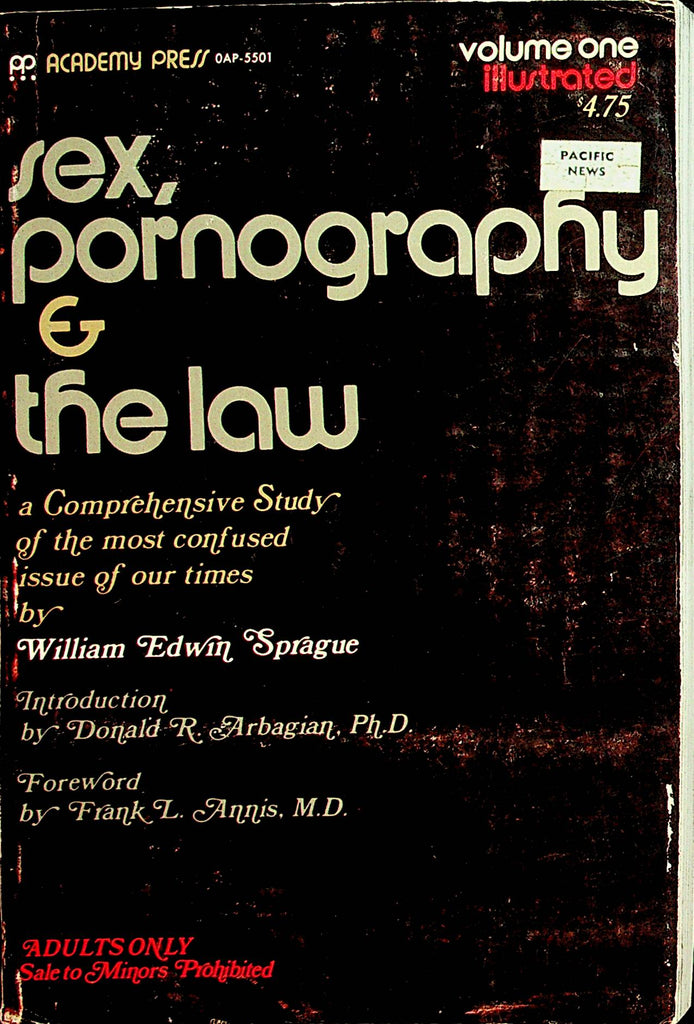 Sex, Pornography & The Law Illustrated Book by William Edwin Sprague vol.1 1970 Academy Press  110921lm-dm