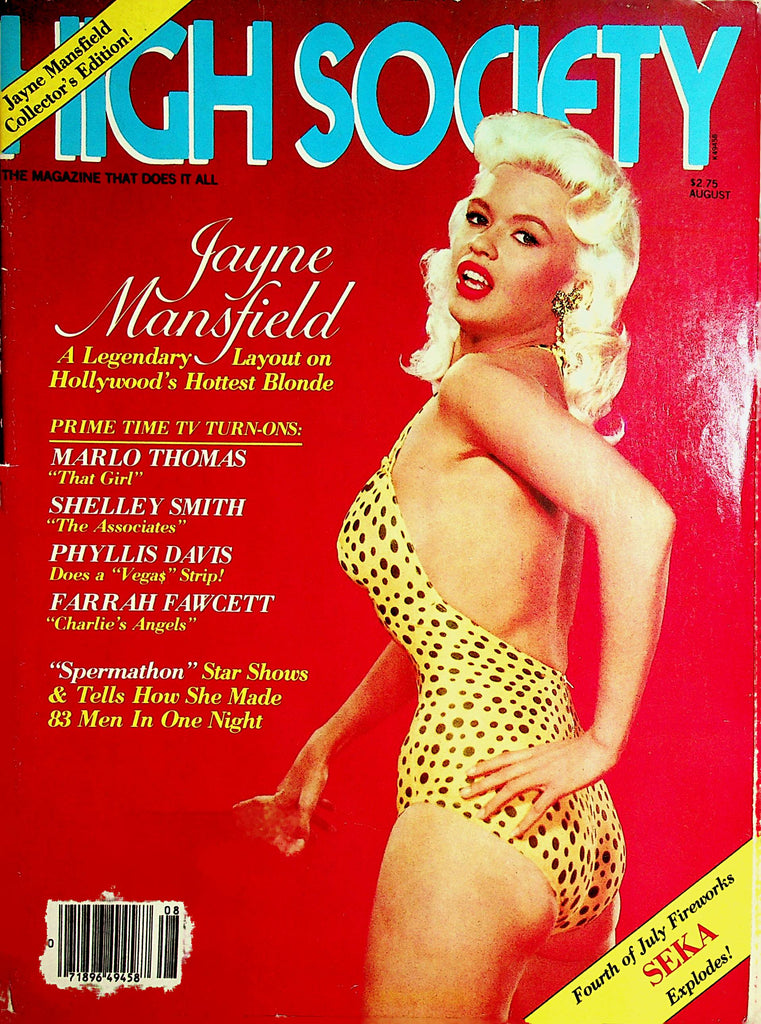 High Society Magazine  Jayne Mansfield, Seka, Farrah Fawcett  August 1980    011522lm-dm