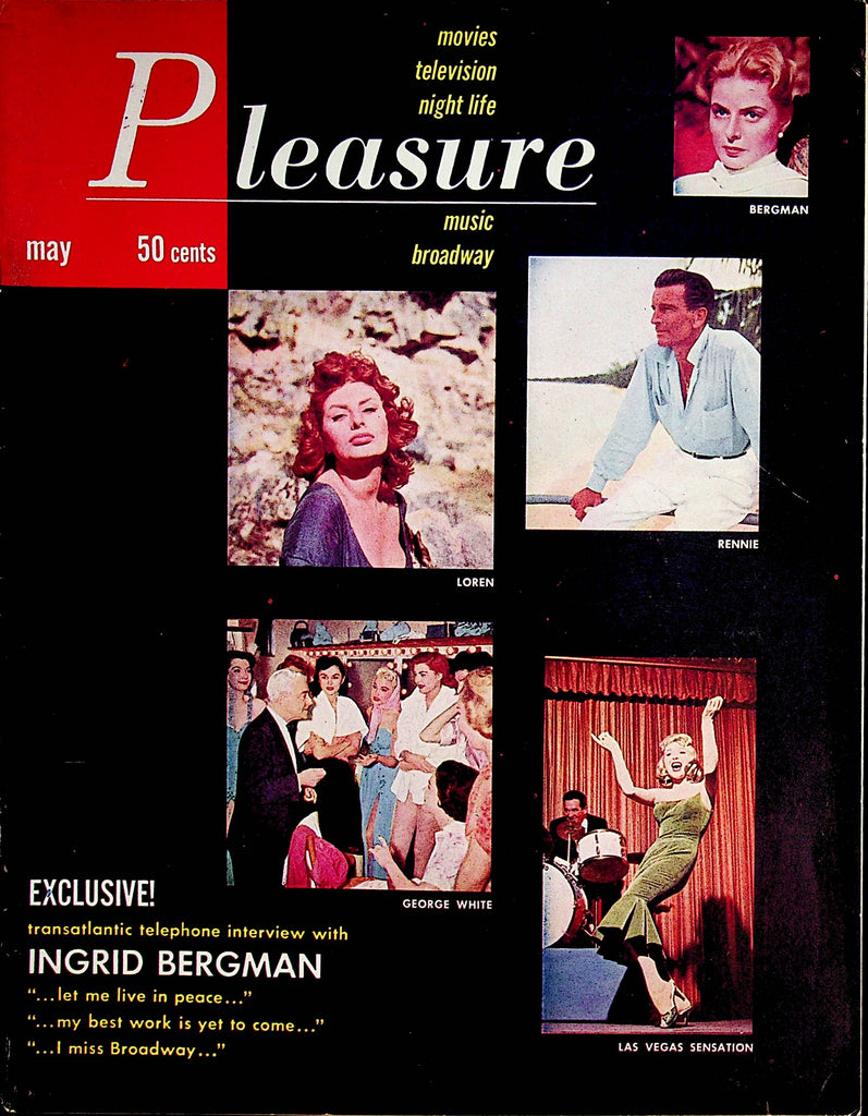 Pleasure Vintage Magazine  Ingrid Bergman / Sophia Loren / Las Vegas Sensation #1 Issue  May 1958       091722lm-p2