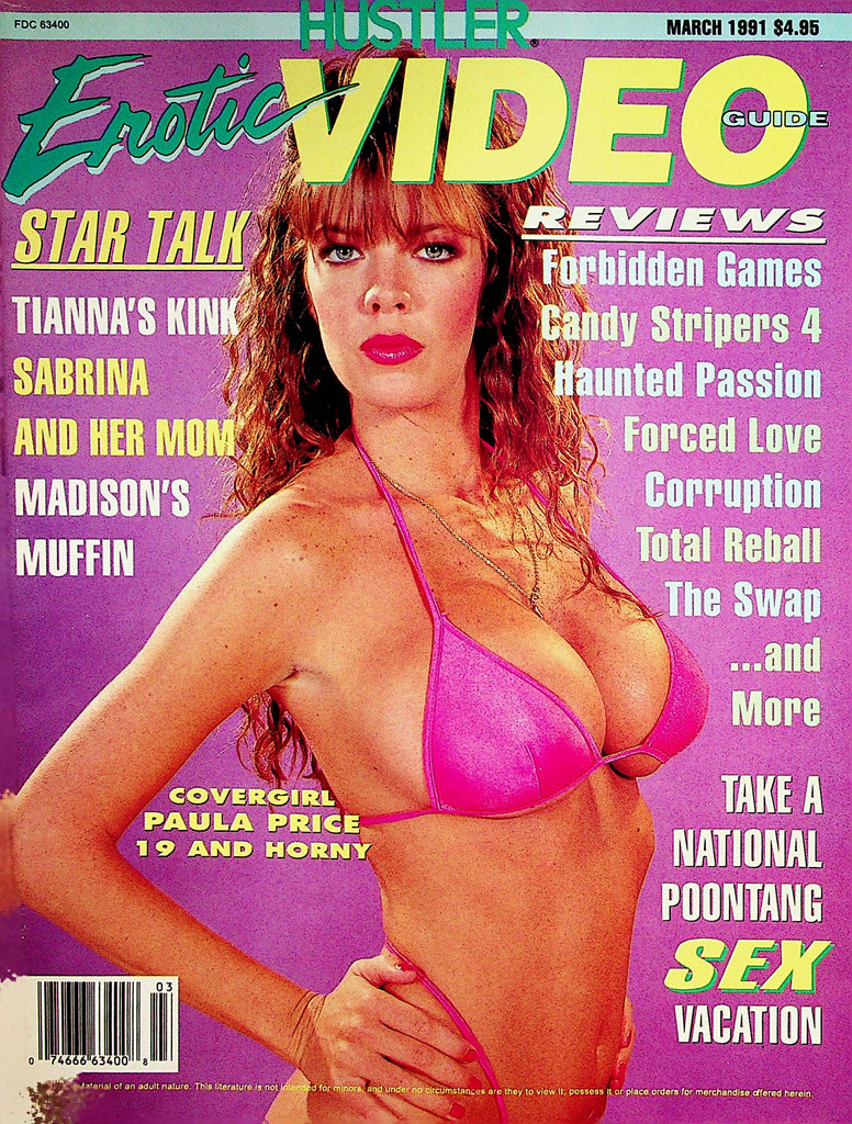 Hustler Erotic Video Guide Magazine  Covergirl Paula Price / Krista Lane  March 1991     111922lm-p