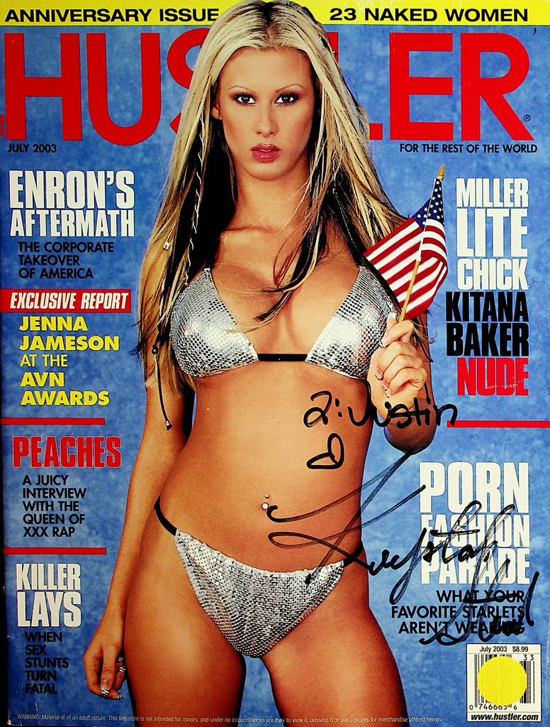 Autographed Hustler Magazine  Centerfold Krystal Steal   w/COA  July 2003     010322lm-dm