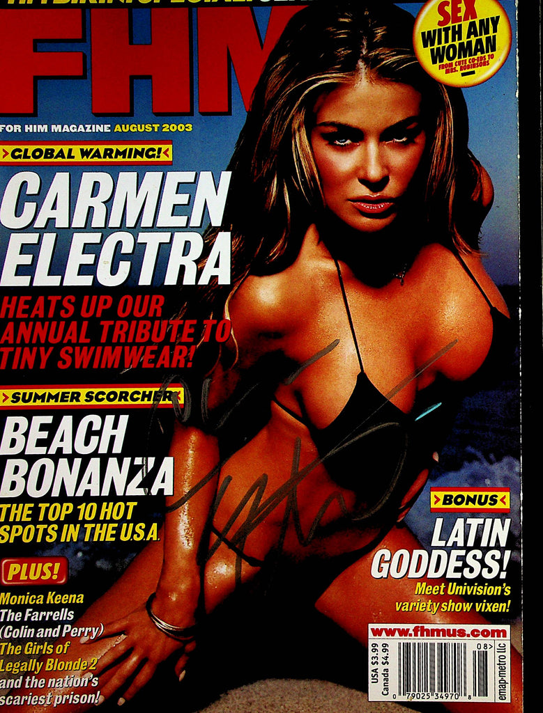 Autographed Carmen Electra FHM Magazine August 2003  w/COA 100% Real Guaranteed For Life!  011323lm-p
