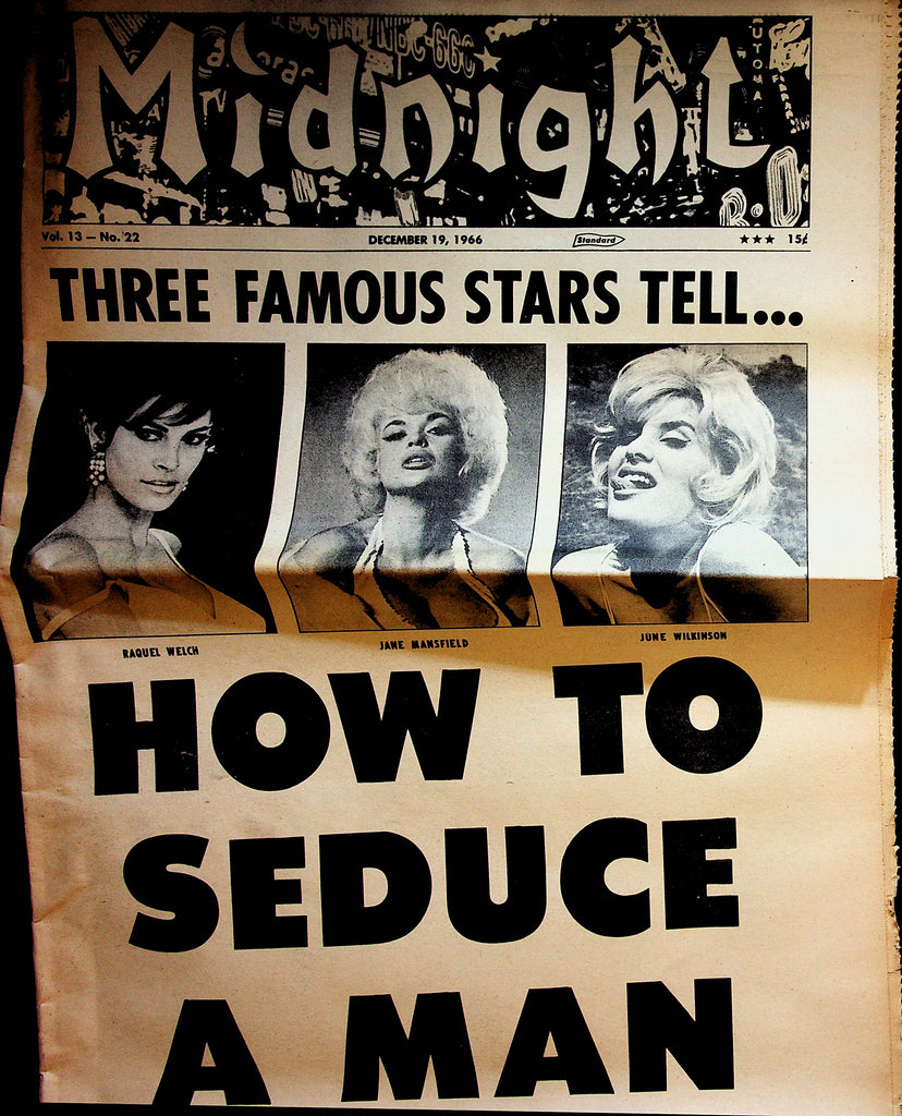 Midnight Vintage Newspaper  Raquel Welch, Jane Mansfield , June Wilkinson  December 19, 1966   090222lm-p