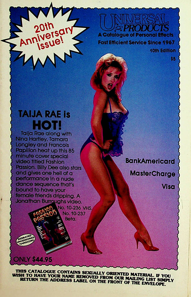 Universal Products Adult Catalog  Taija Rae 1987 20th Anniversary Issue     010522lm-dm