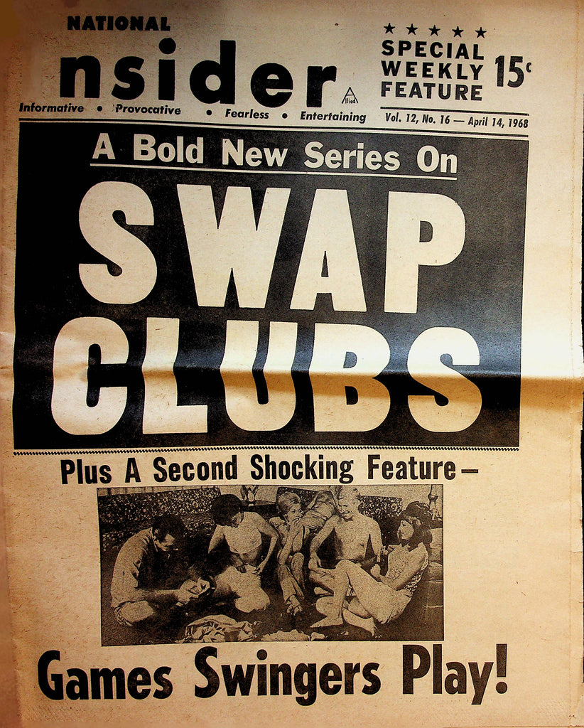 The National Insider Vintage Newspaper  Swap Clubs / Games Swingers Play! April 14, 1968     090222lm-p