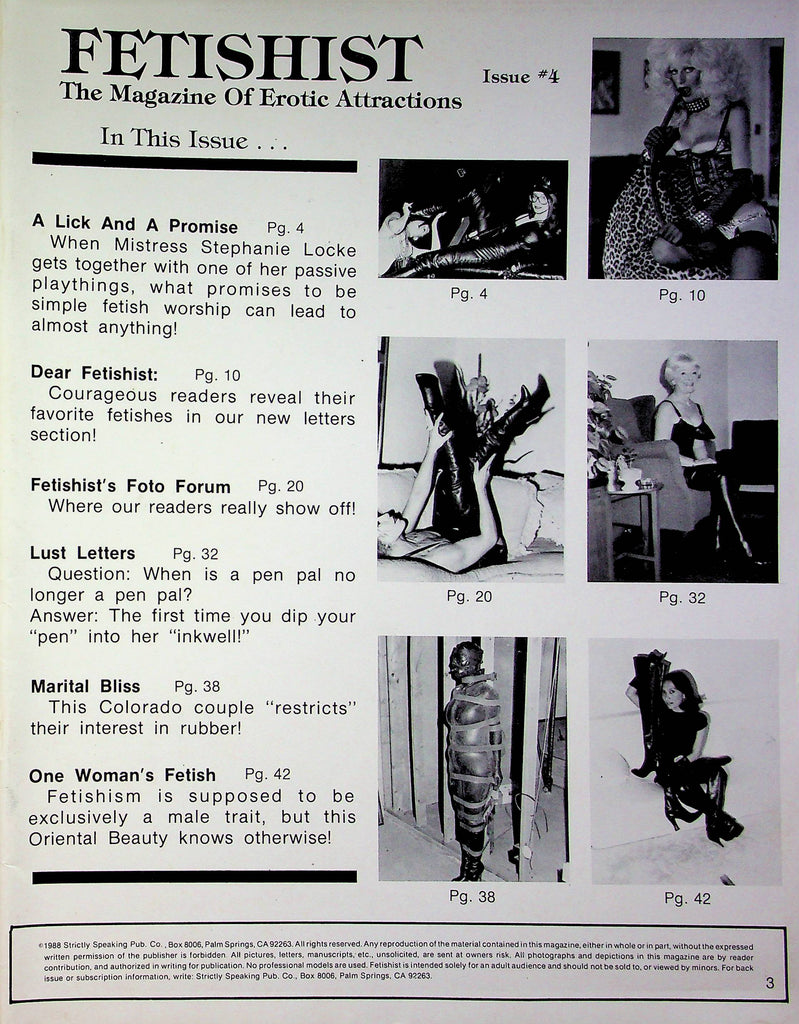 Fetishist Magazine Lick And A Promise Issue #4 1988 good reading copy 021323RP