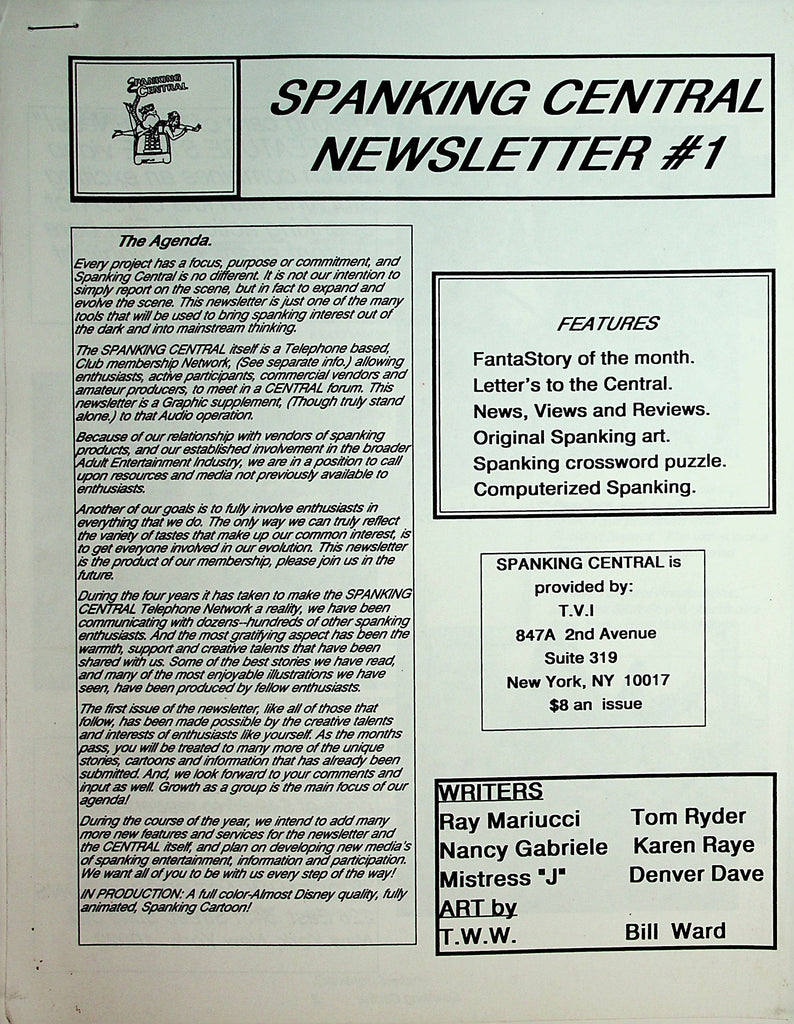 Spanking Central Newsletter   #1   1990's       080122lm-p