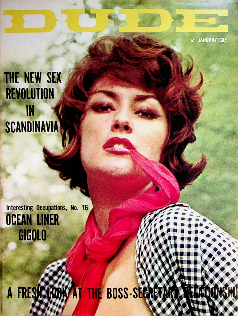 Dude Busty  Magazine   Cover and Centerfold Girl Liz Miles / New Sex Revolution In Scandinavia  January 1965    062122lm-p2
