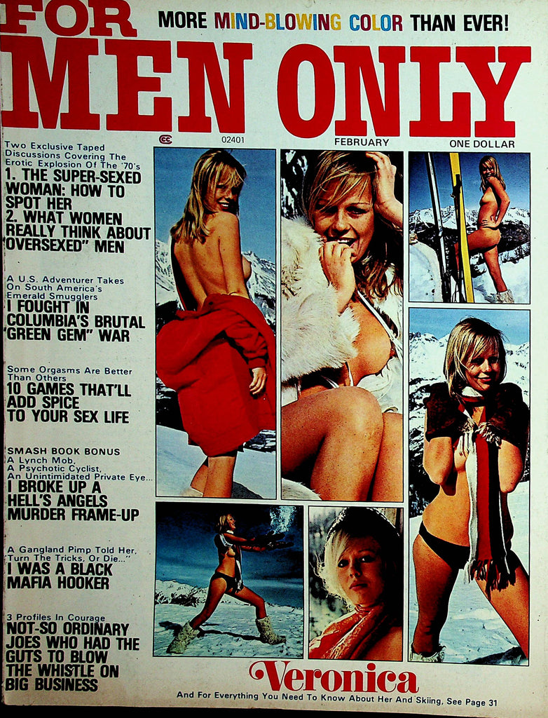 For Men Only Vintage Magazine  Veronica And Skiing  February 1975   012622lm-dm