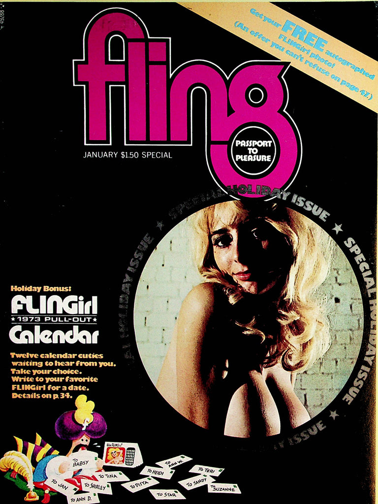 Fling Busty Magazine  Arlene Bell  w/Calendar  January 1973     102522lm-p