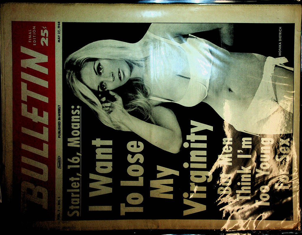 National Bulletin Newspaper I Want To Lose My Virginity / Cover Girl  Monika Dietrich May 27, 1968 100720lm-amsh