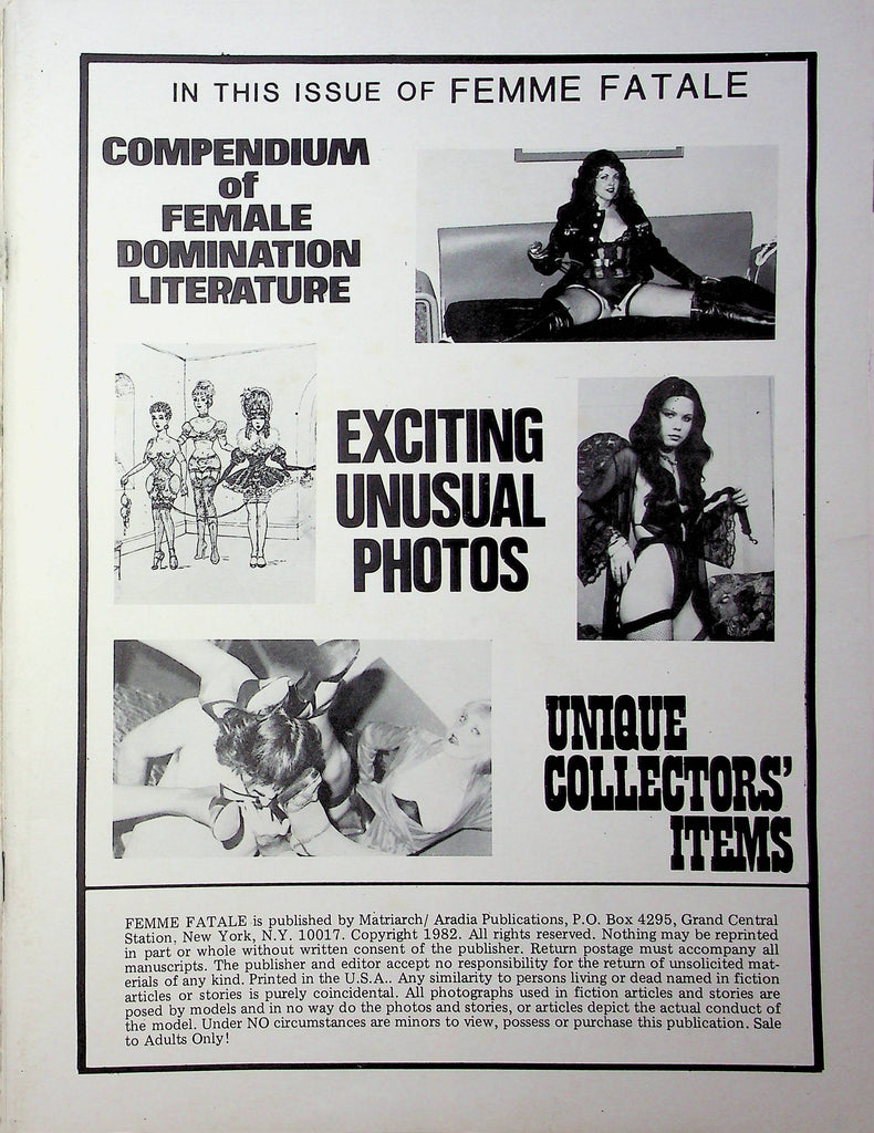 Femme Fatale Magazine 1982 good reading copy 021723RP